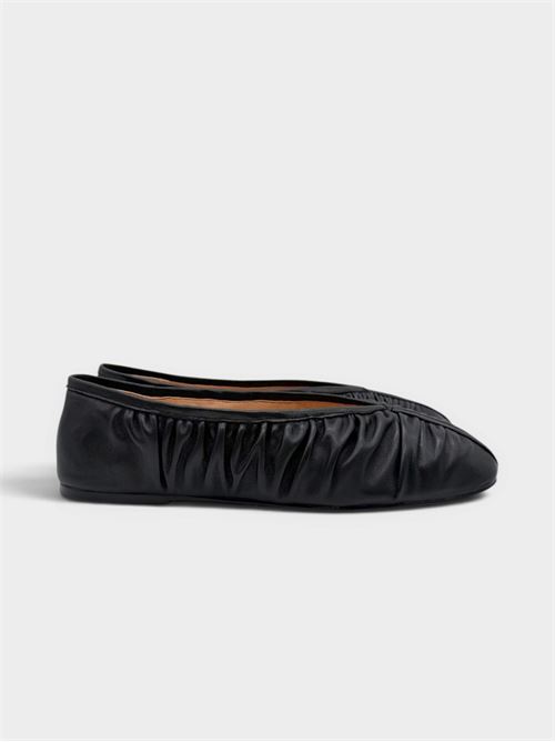 Ballerine tortora in nappa nero arricciato IL LACCIO | HE1945NAPPANERO